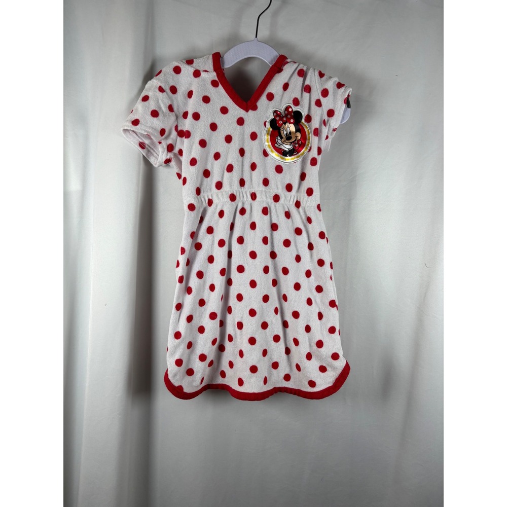 Disney Junior Minnie Mouse Girls 5T Hooded Swim Cover Up Red Polka Dot 7958063MI